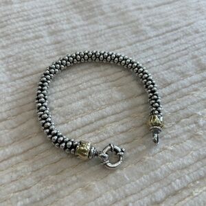 LAGOS Vintage Caviar Rope Bracelet 925 Silver with 18k fluted Endcaps, Sz M